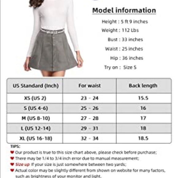 COPY - Faux Suede Skirt Button Closure A-Line High Wasit - Picture 4 of 5